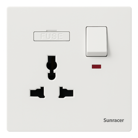 Sunracer 13A 1Gang Dp Switched Cable Outlet With Fuse And